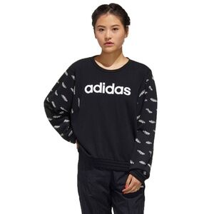 Adidas Black & White Logo Crewneck Long Sleeve Pullover Sweatshirt